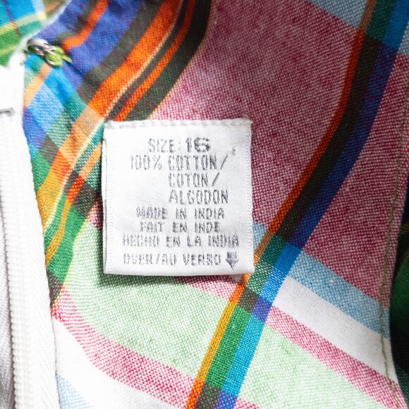 Liz Claiborne Plaid Sleeveless Dress Multicolor 16 Retro Cottagecore - Picture 6 of 8